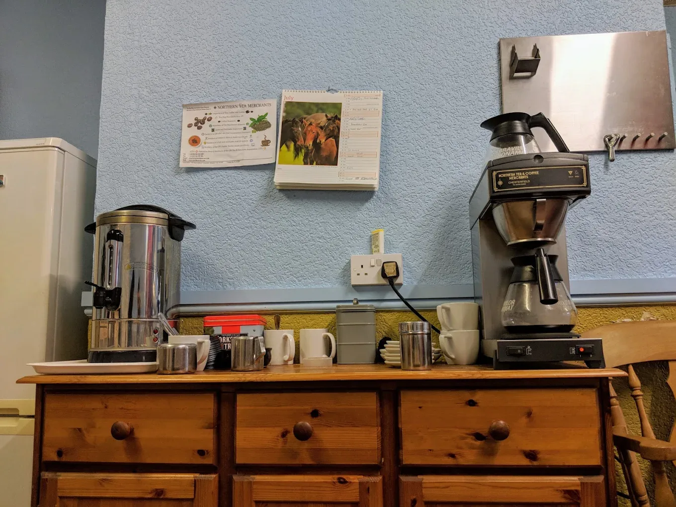 Tea urn and coffee machine at The Bakery Cafe Heywood drinks station